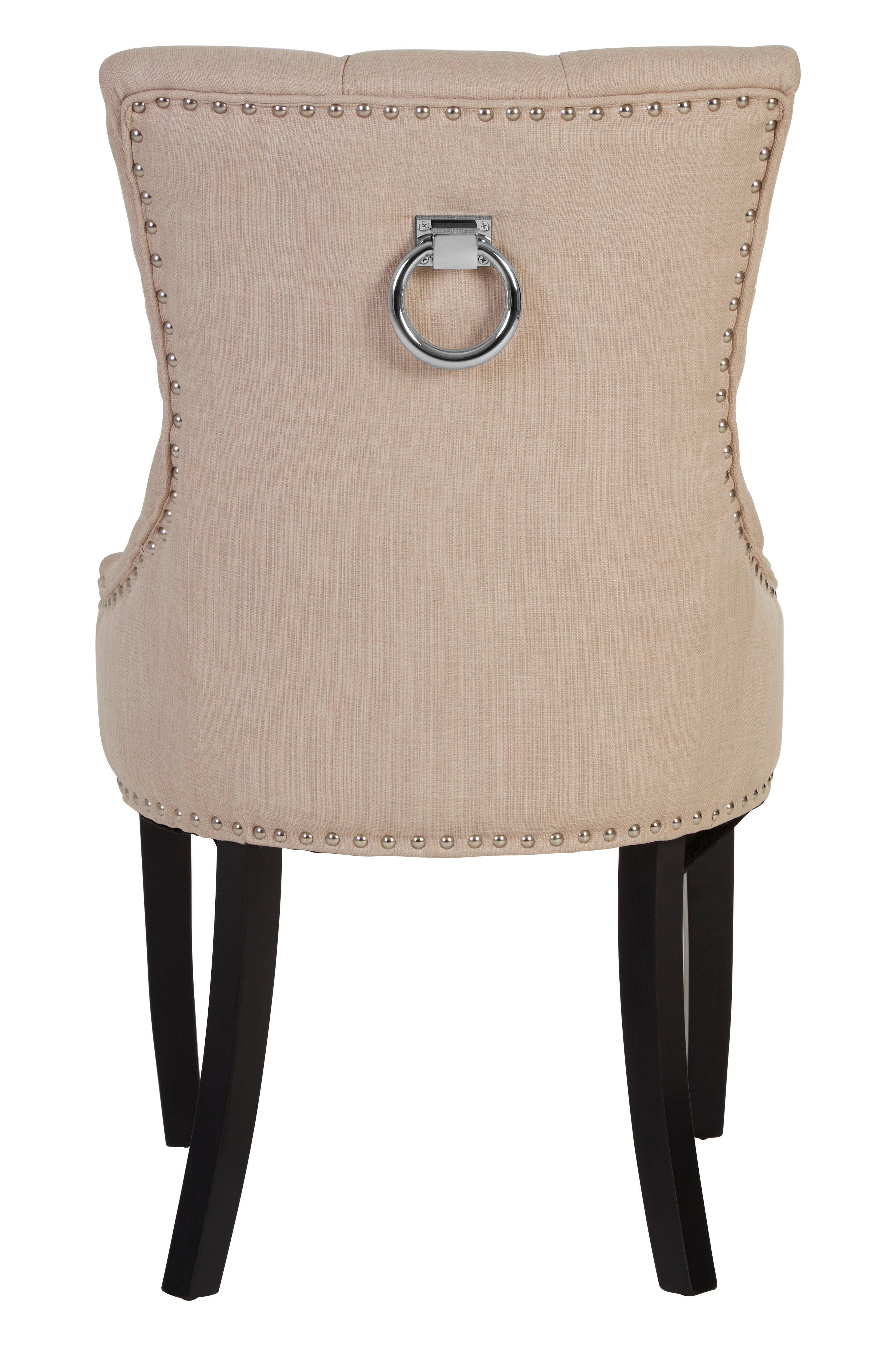 Candace Townhouse Beige Linen Dining Chair with Dark Legs